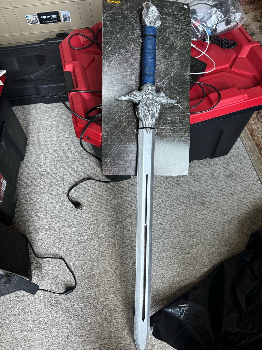 Decorative Blue and Silver Fantasy Sword Wall Accent lion sword new nwt